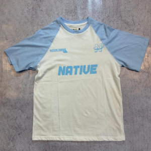 Remera Native Blanca con mangas Celeste - 3 CUOTAS SIN INTERES - 121