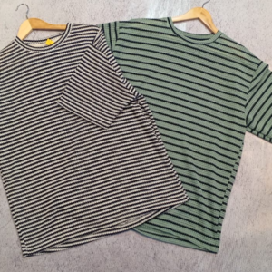 Remera Blanca Rayas negra Rayas Verde color 3 Cuotas Sin interes - Cod 139