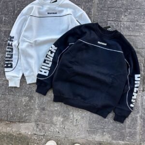 Buzo cuello redondo algodon frizado con estampa en las mangas