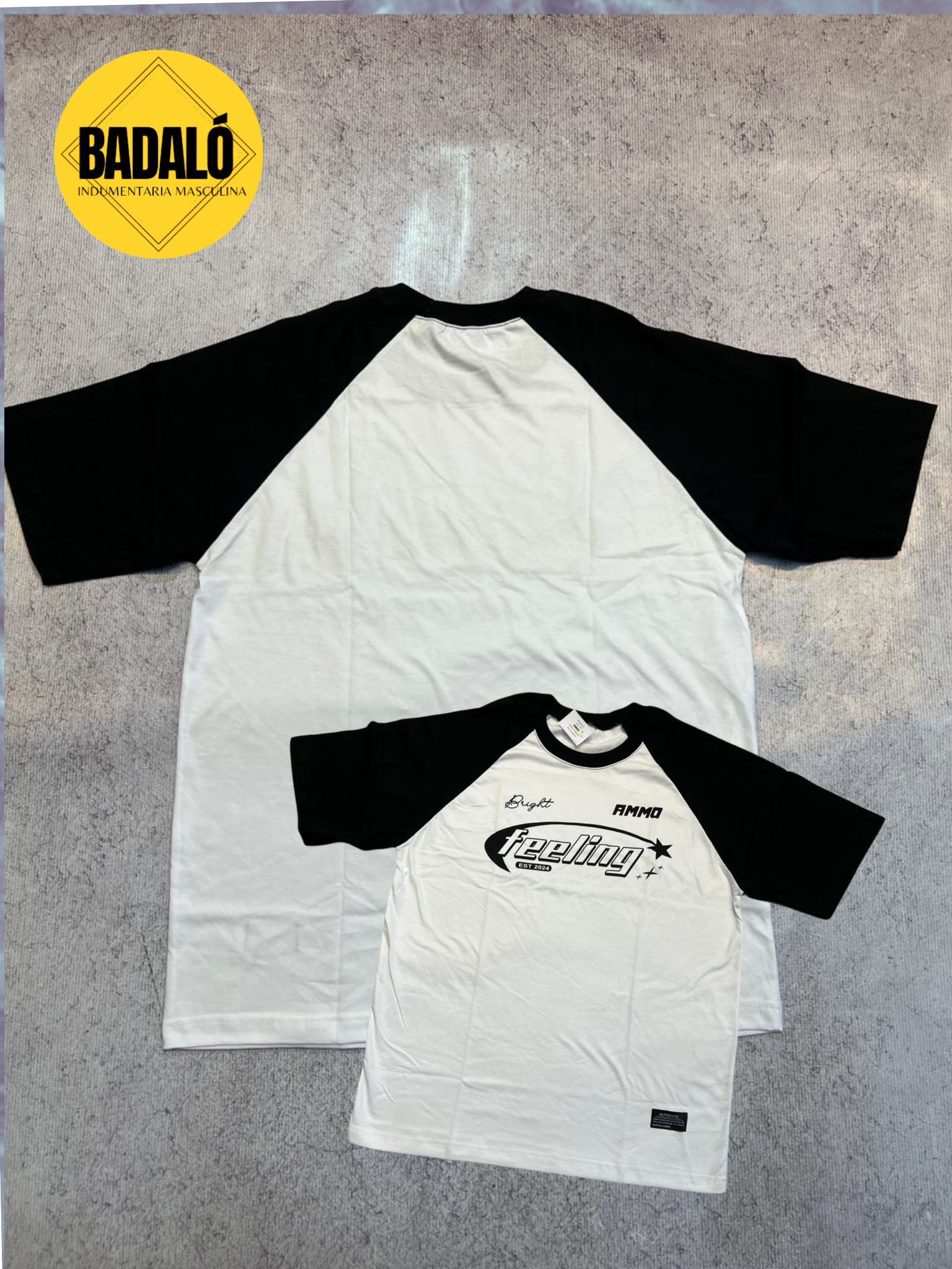 feeling remera blanca mangas negras