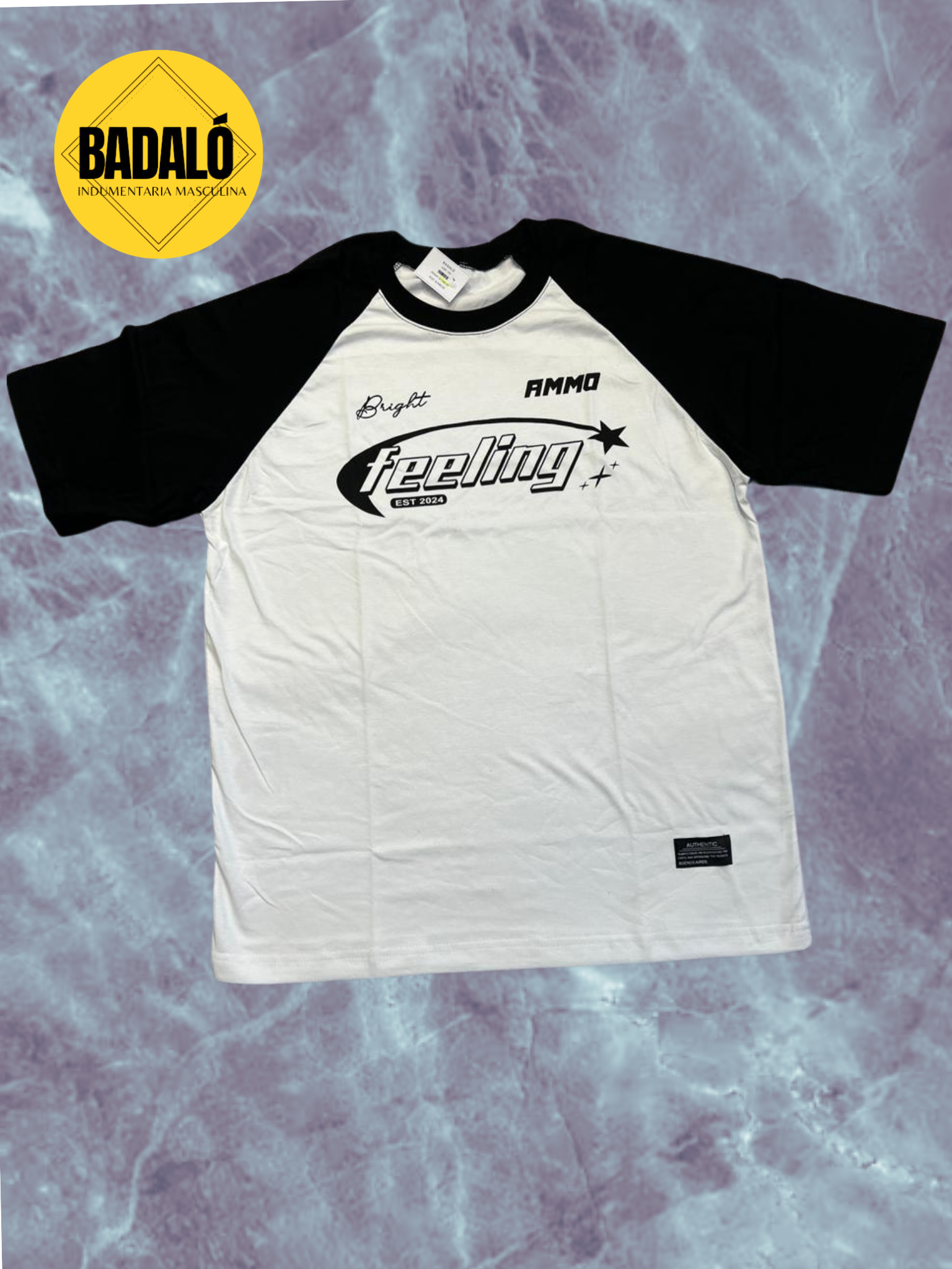 feelingo remera blanca mangas negras