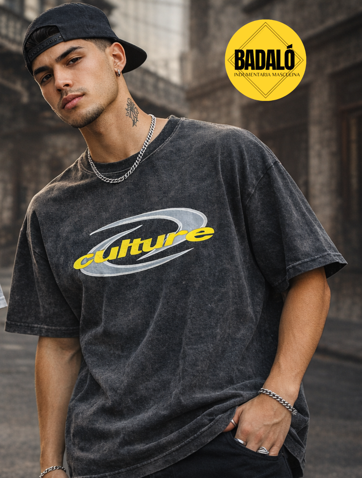 REMERA CULTURE ALGODON GRIS / NEGRO - 3 CUOTAS SIN INTERES - cod 24 - Image 5