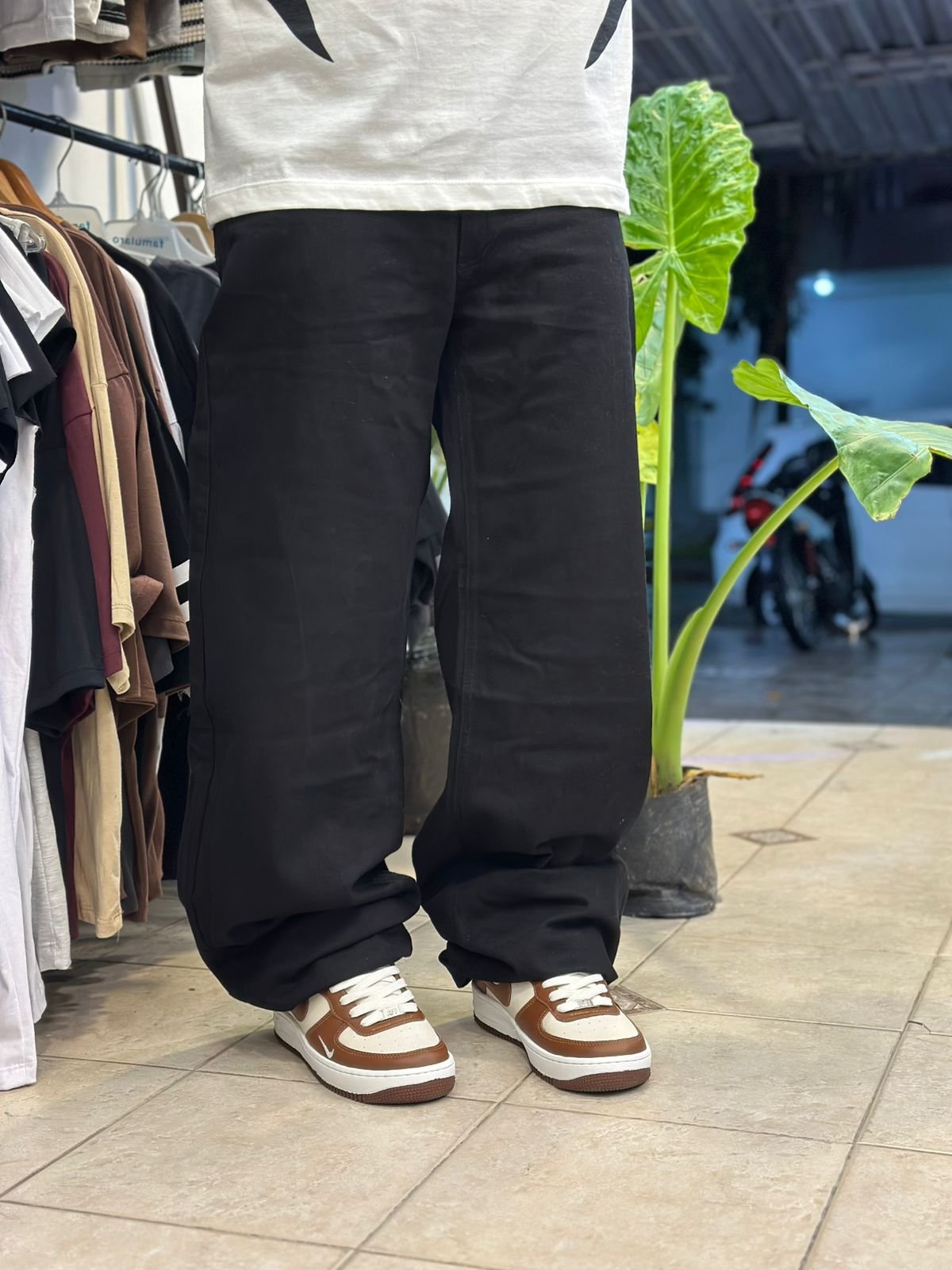 Jeans baggy negro liso