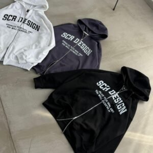 Campera cierre doble carril frizado estampado