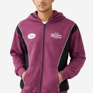Campera frizada combinada bordo con negro
