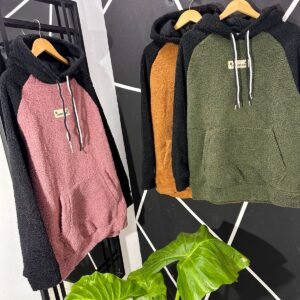 Buzo peluche con capucha bicolor