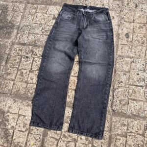 Jeans baggy gris oscuro liso