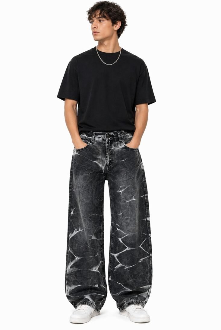 Jeans baggy estampado quebrado/ COD 323