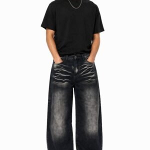 Jeans baggy negro desgastado/ COD 324