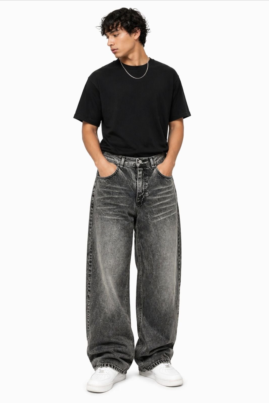 Jeans baggy gris nevado/ COD 325