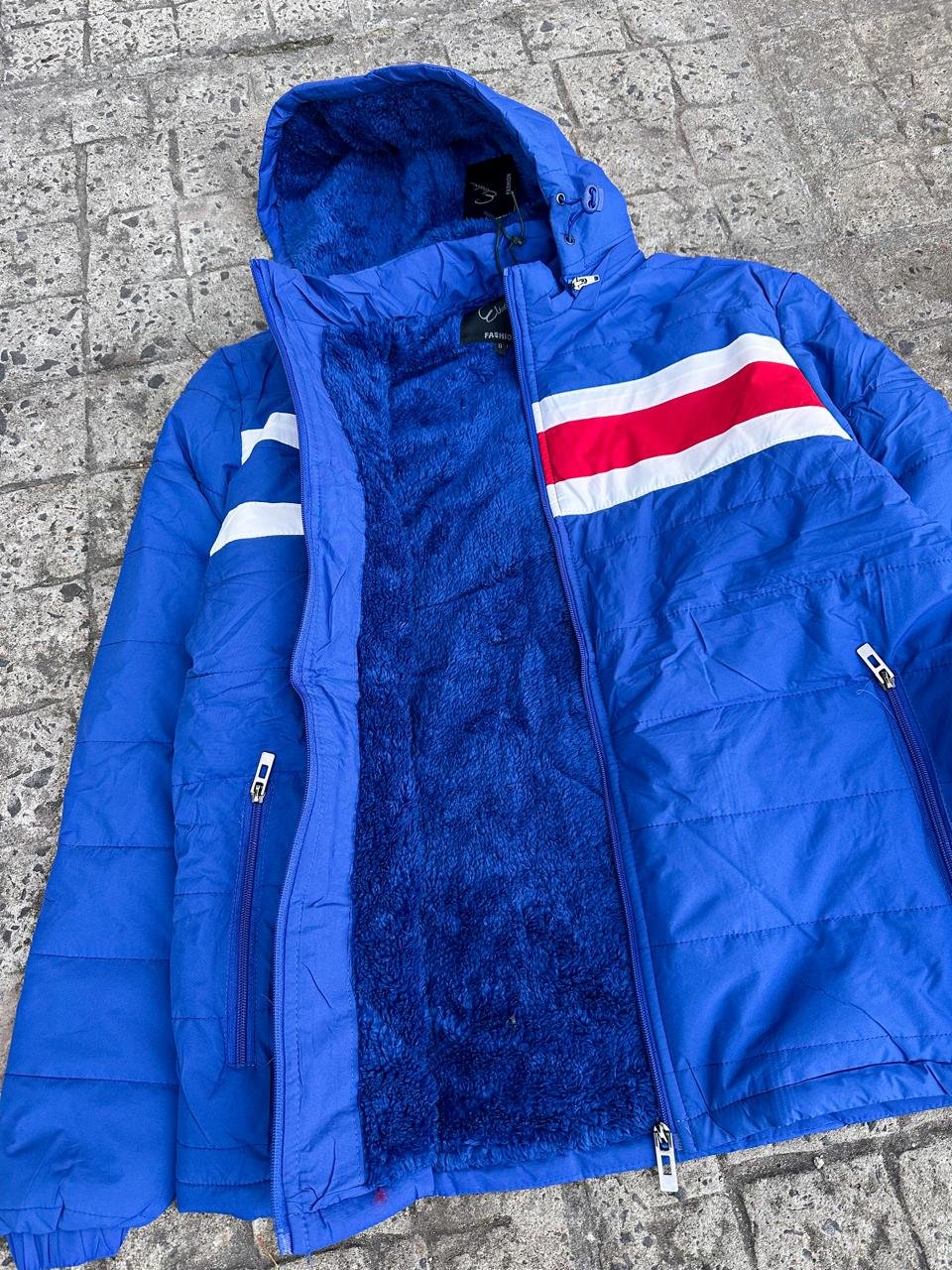 Campera inflable con piel por dentro tricolor lineas finas/ COD 337 - Image 2
