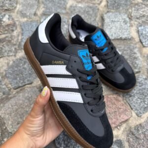 Zapatilla samba negro tira blanca/COD 374